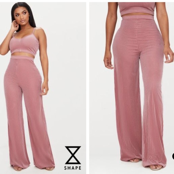 Rainbow Pants - Blush Pink Striped Highwaisted Fit to Flare Pants